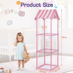 Edudif pink 3-tier interior showcases roomy plush storage without floor clutter.
