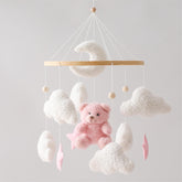 EERKEOD baby crib mobile pink bear, focal pink bear visible for newborn visual interest