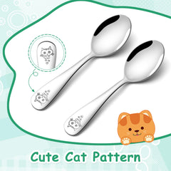 E-far ergonomic-handle toddler spoons provide comfortable grip for little hands.