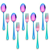 E-far rainbow toddler utensils set, 10-piece flatware for independent eating.