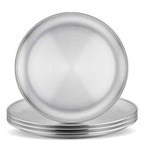 E-far 8-inch stainless steel plate highlights durability for kids' meals and everyday use.