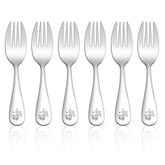 E-far toddler forks 6pc set for independent feeding and durable stainless steel.