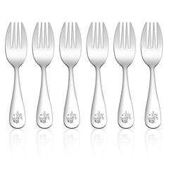 E-far toddler forks 6pc set for independent feeding and durable stainless steel.