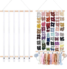 Eforwest headband holder on nursery wall displaying bows for easy access and organization.