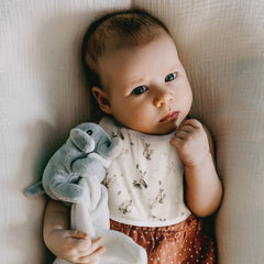 Egmao Baby bibs with colorful design add style for teething and feeding.