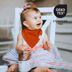 Egmao Baby Bandana Bib provides full drool coverage while staying flat on chest.