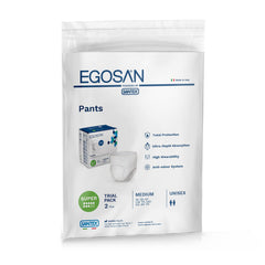 EGOSAN Super Incontinence underwear packaging shows discreet daily protection.