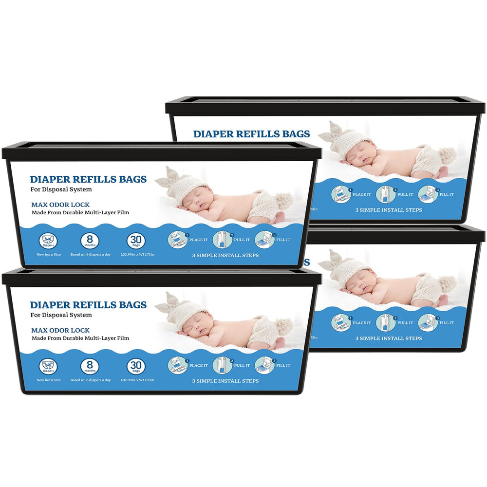 Eiekako diaper refill 4-pack front view, convenient stocking for busy nurseries.
