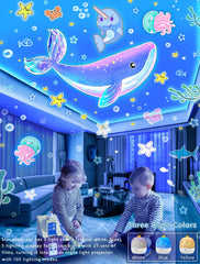 Eigther remote-control night light adjusts color and brightness easily.