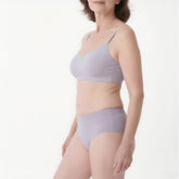 EIZNIZ Lilac high-waisted underwear front view with matte finish for discreet wear.