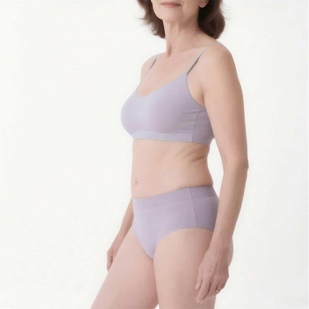 EIZNIZ women's lilac high-waisted underwear, front view, discreet under clothing