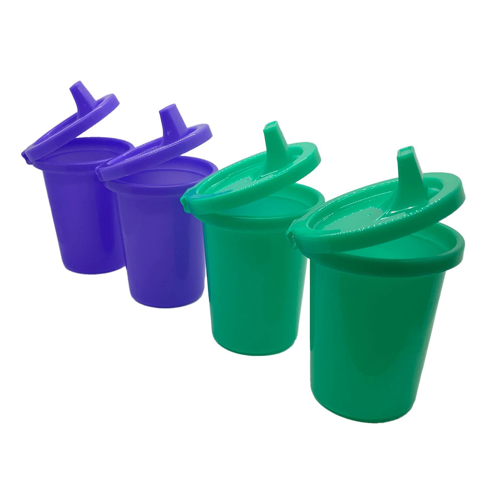 EJA Designs sippy cups attached-lid 10oz 4-pack keeps lids with cups for mess-free travel