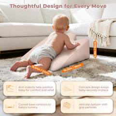 EKEPE tummy time prop removable cover wipes clean for easy maintenance.