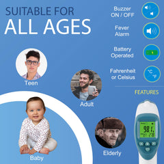 Elate Forehead Thermometer fever alarm signals quick temperature awareness.