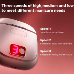 Close-up of LED display showing speed and battery status on Electric Nail Clippers