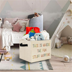 Elefeltclave Playroom Storage Bin upright design supports daily use for quick cleanups.