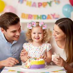 Elegaperma pink donut-themed bow adds charm to the 2nd birthday.
