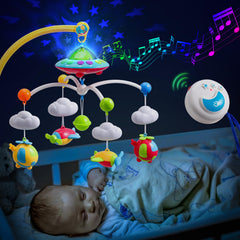 Elf Lab baby mobile with plane pendants spinning softly for visual tracking