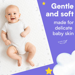 Waterproof backing keeps surfaces clean during diaper changes.
