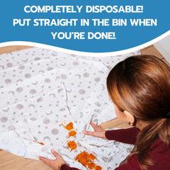 Eli with Love waterproof baby floor mat keeps spills from soaking through.
