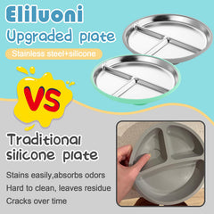 Eliluoni divided design keeps mains and sides separated for easy mealtimes.