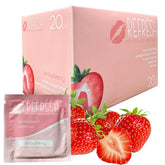 ELITE ATHLETICS strawberry flavored feminine wipes packaging for on-the-go freshness.