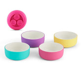 Elk and Friends kids porcelain bowls with suction sleeve front view showing non-slip design