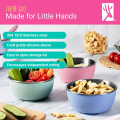 Elk and Friends suction-base bowl closeup showing strong hold during toddler meals.