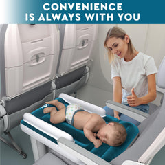 Elkid Toddler Airplane Bed used as seat extender on plane