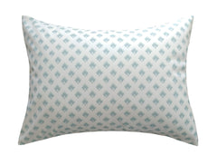 ELLA & MAX toddler pillowcase in aqua and white print, ultra-soft microfiber for cozy naps.