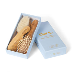 ELLAOLA bamboo cradle cap brush in gentle action for tiny scalps.