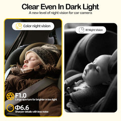 Ellie Baby Car Monitor performs auto zoom for close-up viewing of baby.