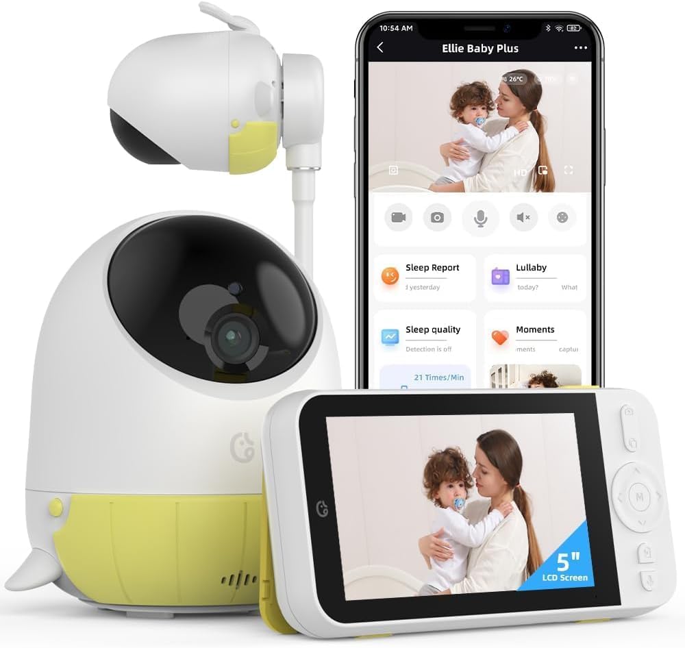Ellie Baby Pro 5-inch monitor with crisp display for quick room checks.