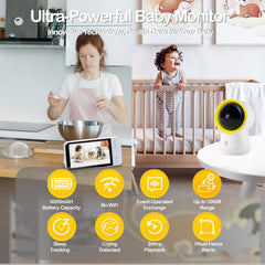 Ellie Baby Pro camera with video alerts detects distress signals in real time.
