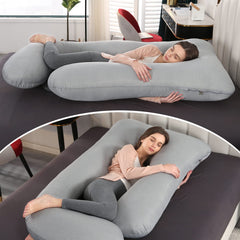 Elover pregnancy pillow in dark grey fabric offers breathable, cozy support.