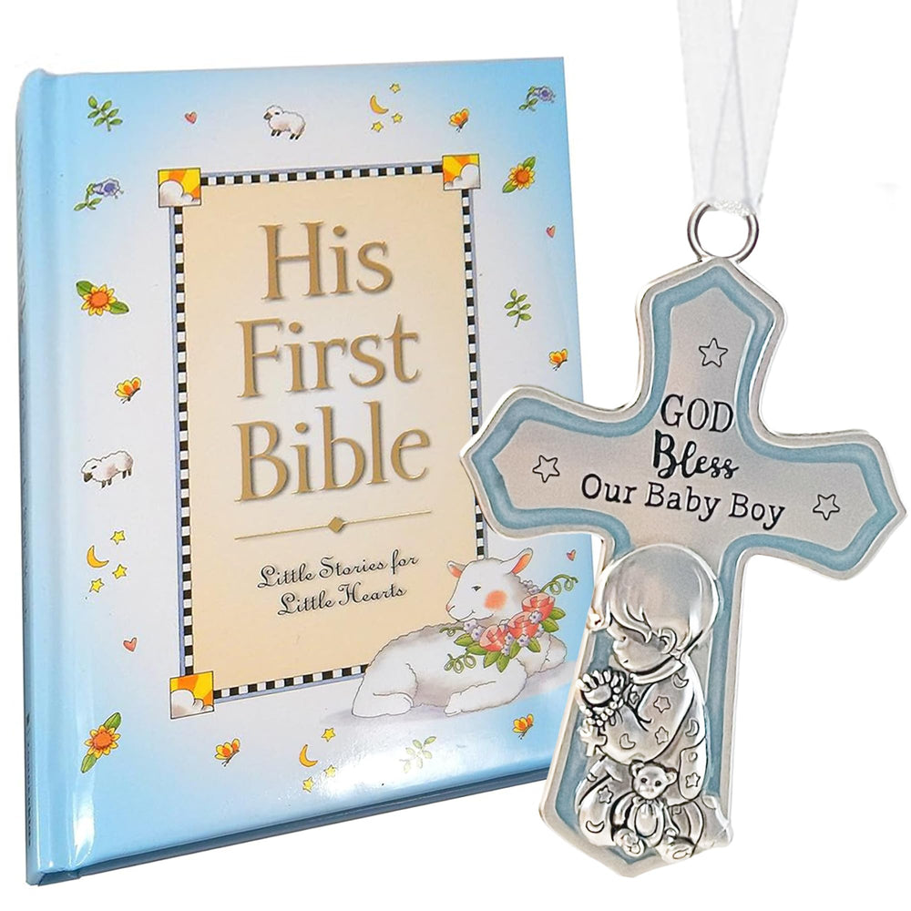 Elskandi baby boy first Bible crib cross—beautiful baptism keepsake for the nursery.
