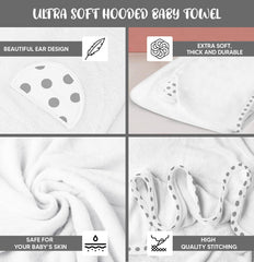 ELSVIN hooded towel close-up showing snug wrap for infants.