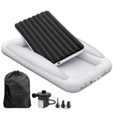 ELTOW toddler blow-up bed front view with safety sides for travel comfort