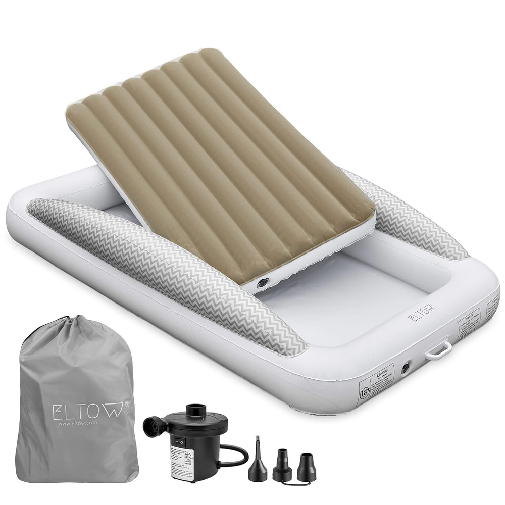 ELTOW toddler travel bed with safety bumpers for secure on-the-go sleep.