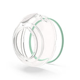 Elvie Stride cups front view showing discreet milk capture for on-the-go pumping