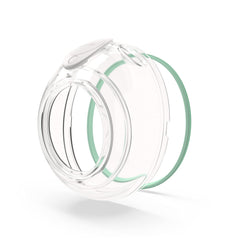 Elvie Stride cups front view showing discreet milk capture for on-the-go pumping