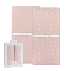 Ely's & Co. changing pad cover 2-pack in rosewater pink fits standard pads securely.