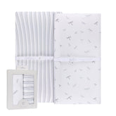 Ely’s & Co. dragonfly-stripe changing pad cover in soft jersey knit.