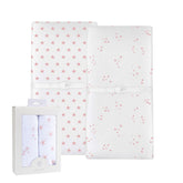 Ely's & Co changing pad cover with dusty rose stars for baby girl, soft and breathable.