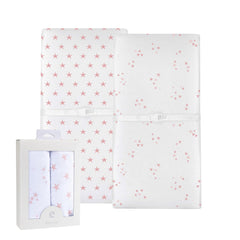 Ely's & Co changing pad cover with dusty rose stars for baby girl, soft and breathable.