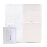 Ely's & Co Changing Pad Cover Pink Tulip front view shows a soft, breathable fit.