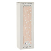 Ely's & Co. cotton muslin swaddle blanket with pink ditsy flower print for newborn comfort