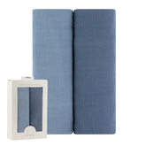 Ely's & Co. cotton muslin swaddle blankets in sapphire and indigo, soft and breathable for baby comfort.