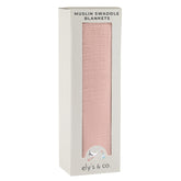 Ely's & Co. Dusty Rose swaddle blanket front view, soft breathable cotton for baby comfort.