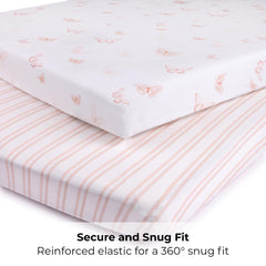 Ely's & Co sheet with stripes on white, cozy and stylish for portable nurseries